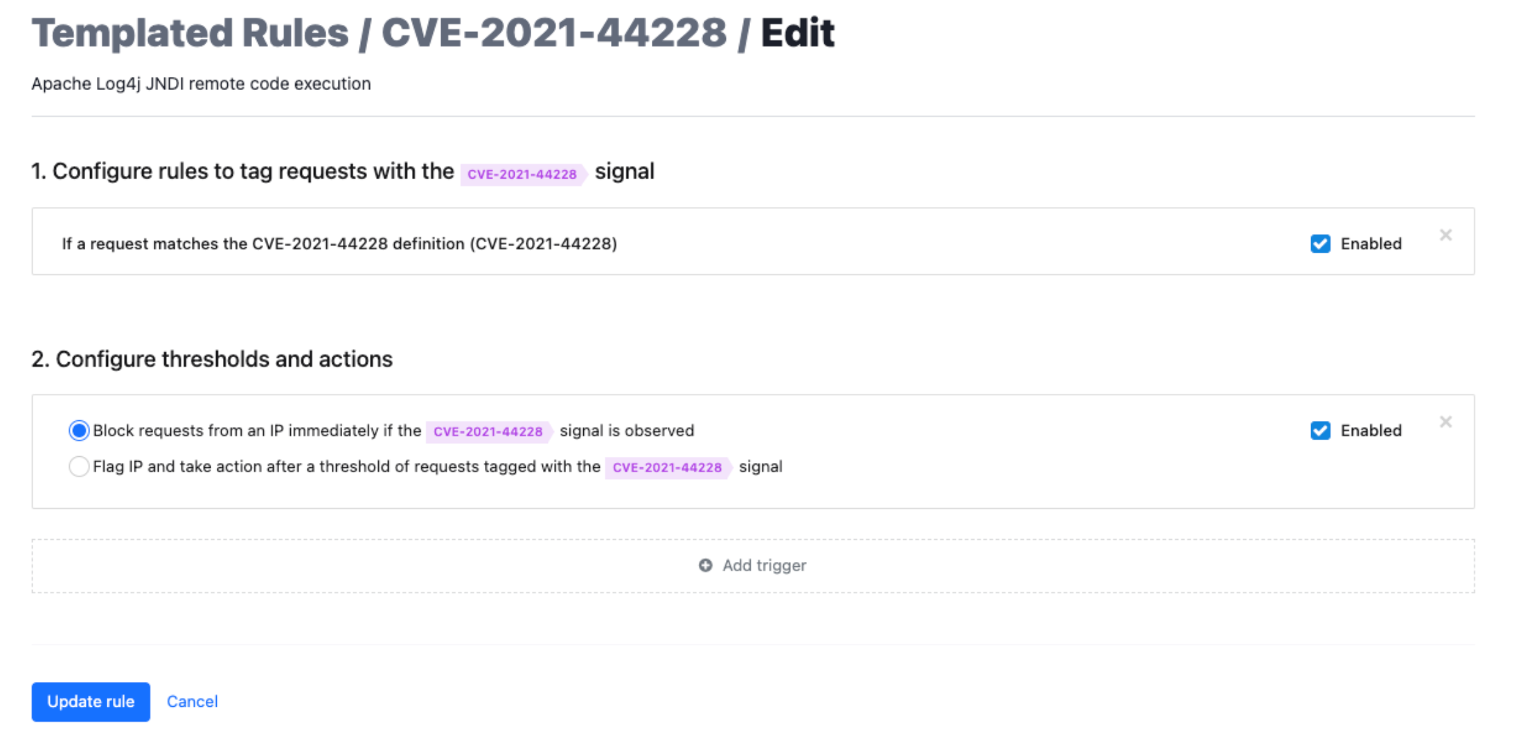 Templated Rules - block requests from an IP