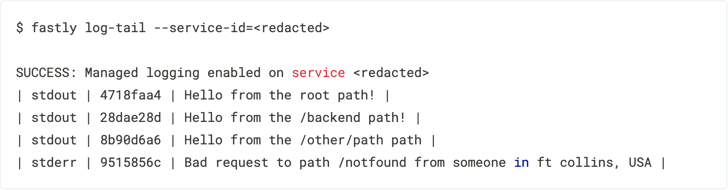 Log Tailing functionality