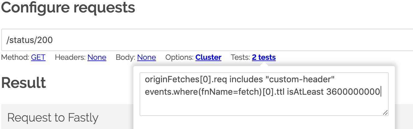 Adding tests in fiddle UI