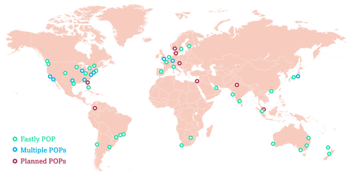 Mapa de la red de Fastly