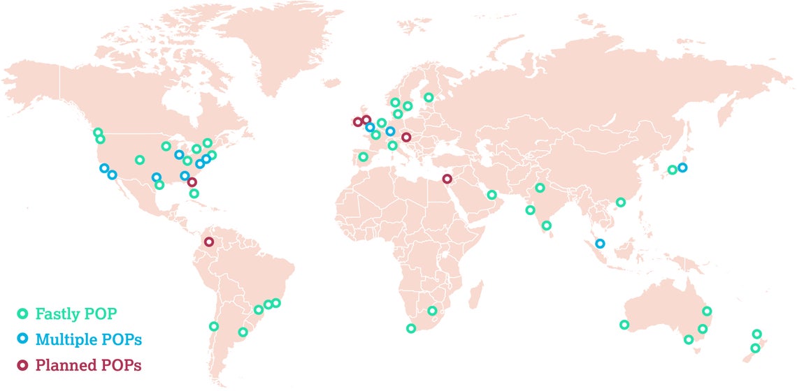 Mapa de POP de Fastly