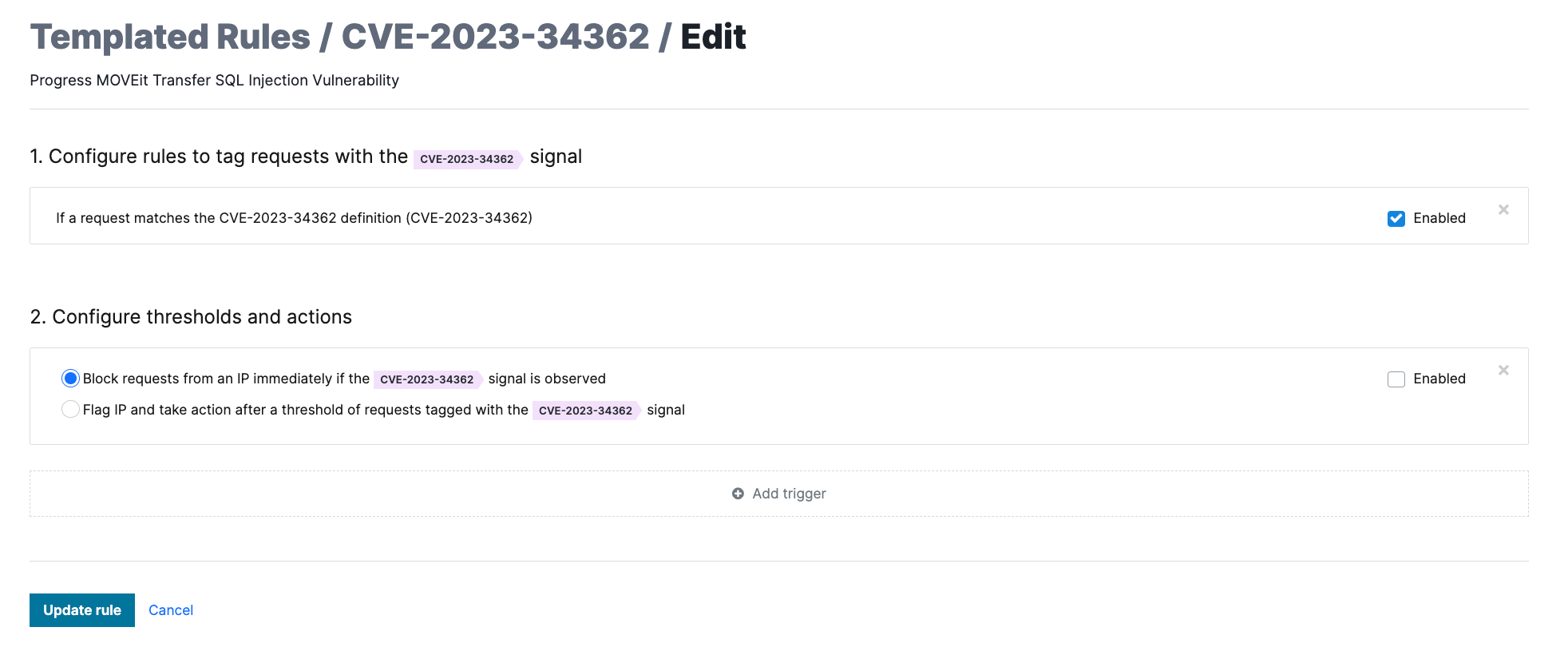 Dashboard - Templated Rule