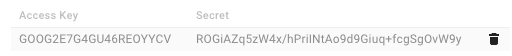 the google cloud storage access key