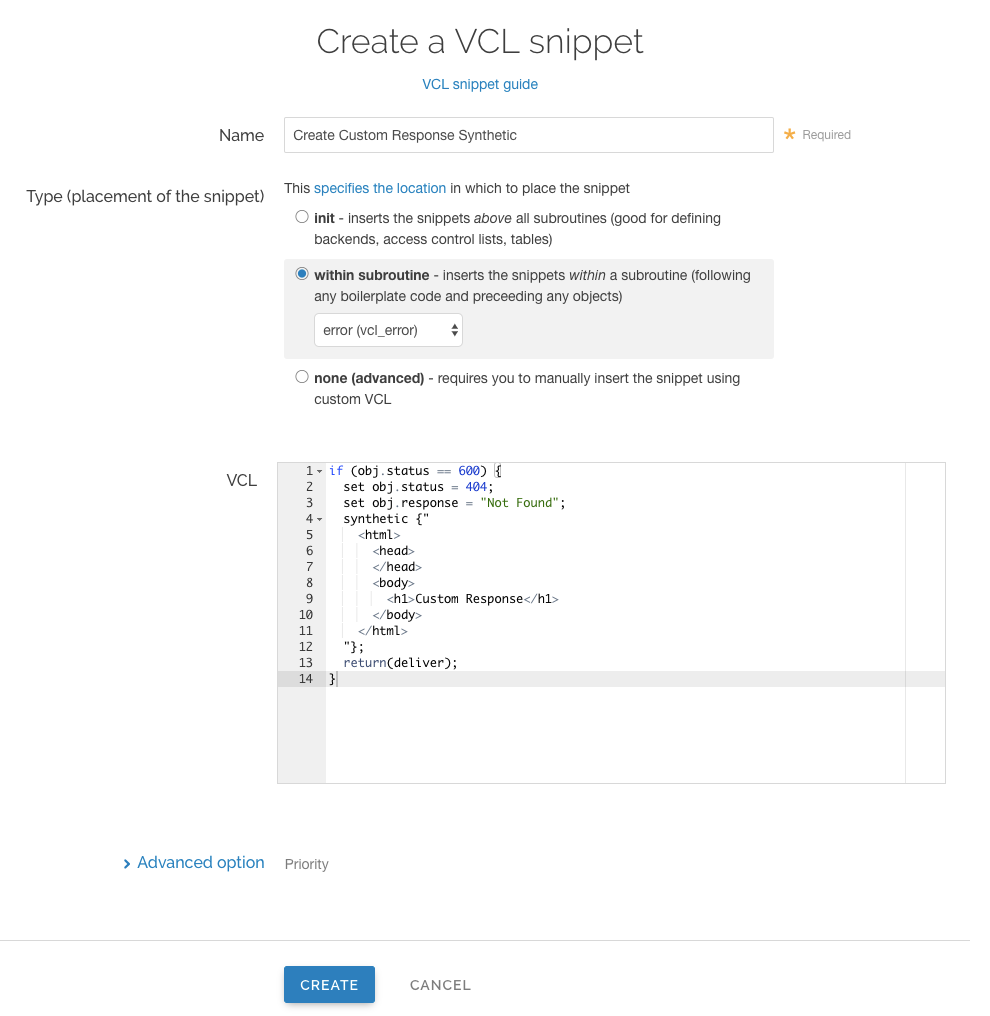 vcl snippet error message