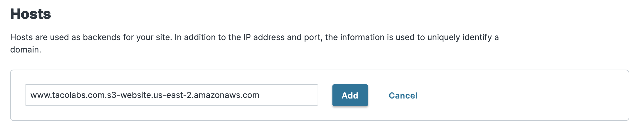 Adding the origin hostname