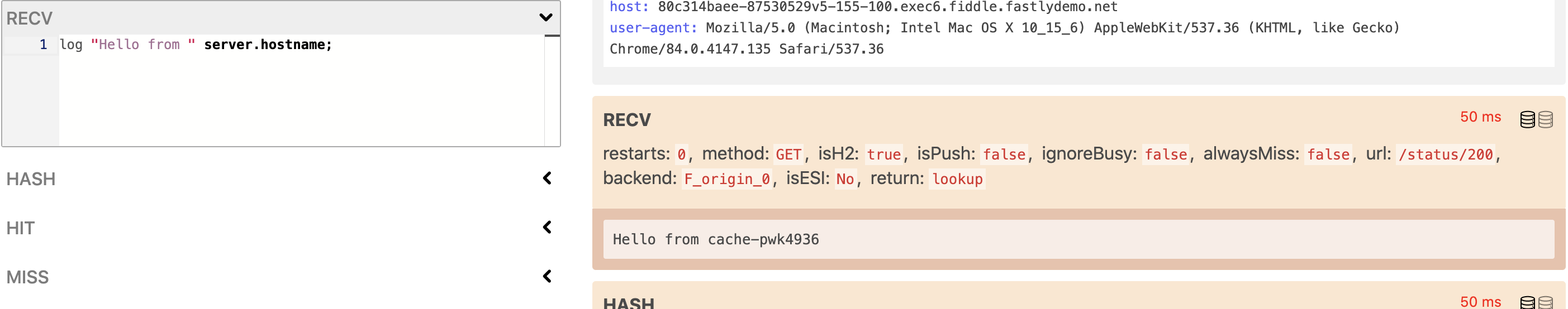 Log output in Fiddle