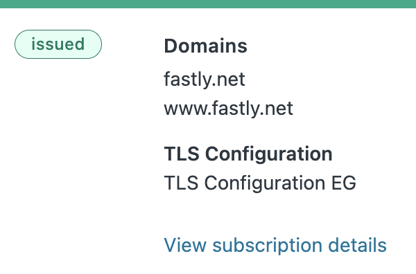 サブスクリプションカードの最後に表示される view subscription details リンク