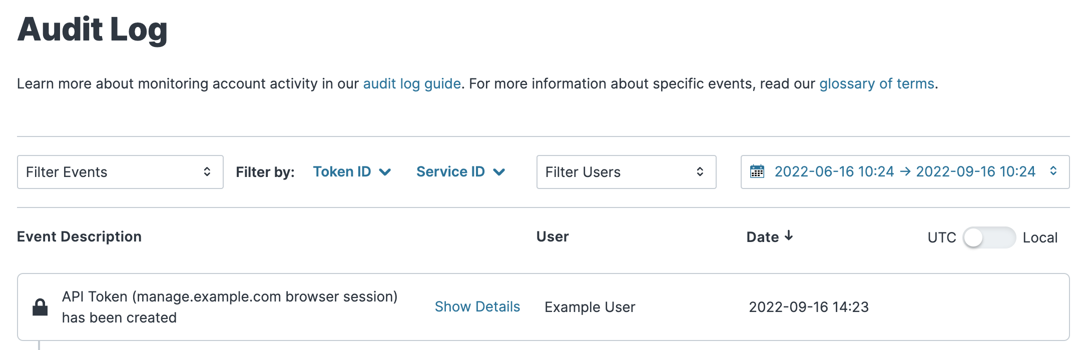 Audit log の一例